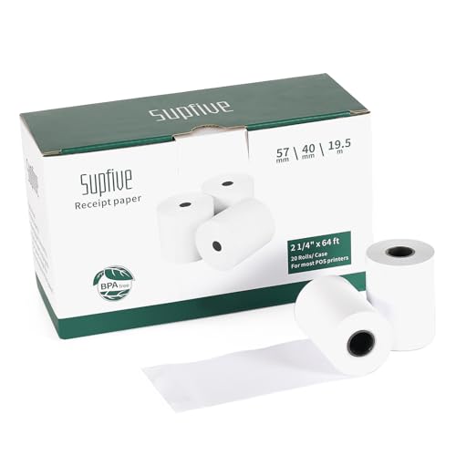 Amazon.co.jp: Supfive レジロール紙 レシートロール 57mm x 40mm (20